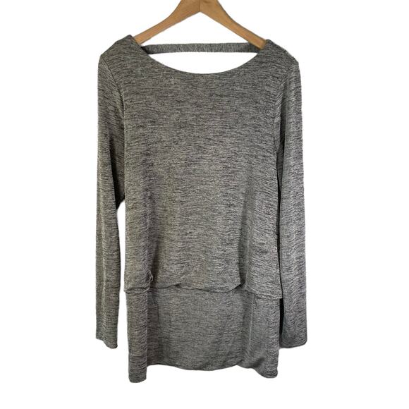 White House Black Market Tops - White House Black Market Women's Metallic Scoop Back Long Sleeve Top Silver